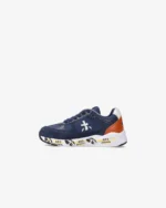 Sneakers Premiata Kids In Camoscio Blu e Dettagli Cuoio art. Robin - immagine 2
