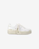 Sneakers Premiata Donna in Pelle Bianca e Back Glitter art. Micol 7010