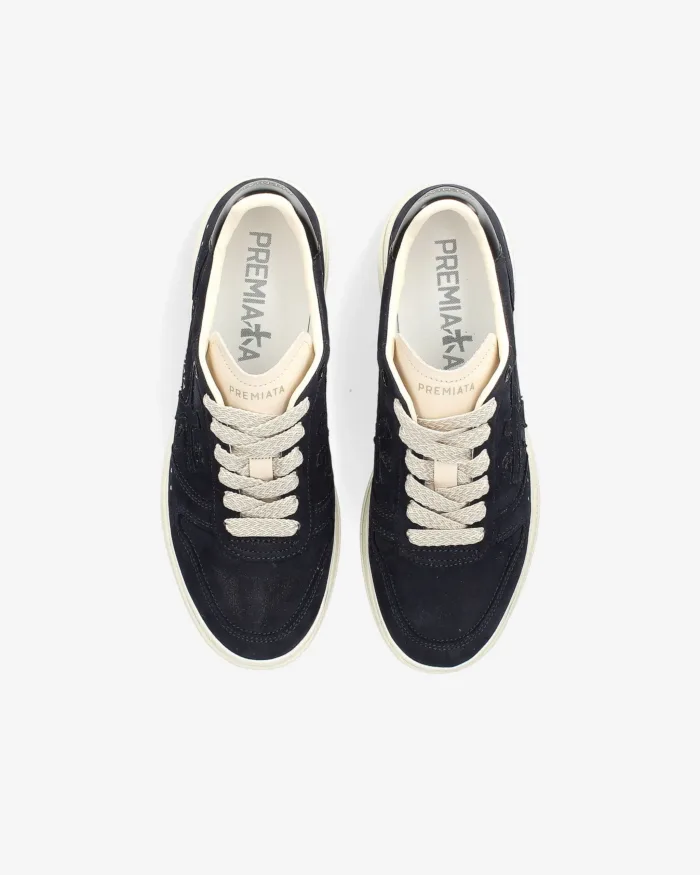 Sneakers Premiata Donna in Camoscio Blu e pelle Glitter art. Micol 7013, foto 4 di 4