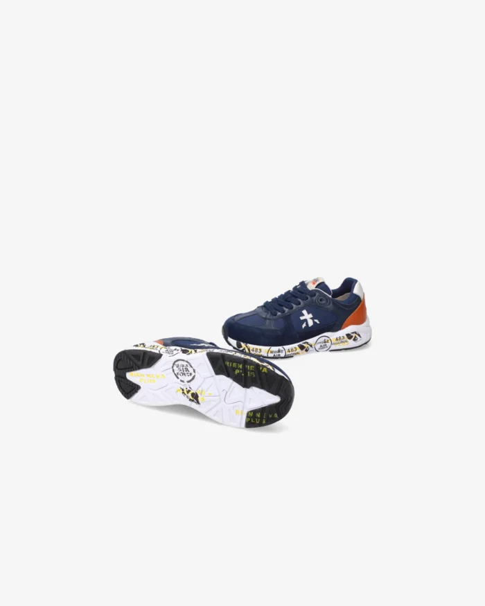 Sneakers Premiata Kids In Camoscio Blu e Dettagli Cuoio art. Robin, foto 3 di 5