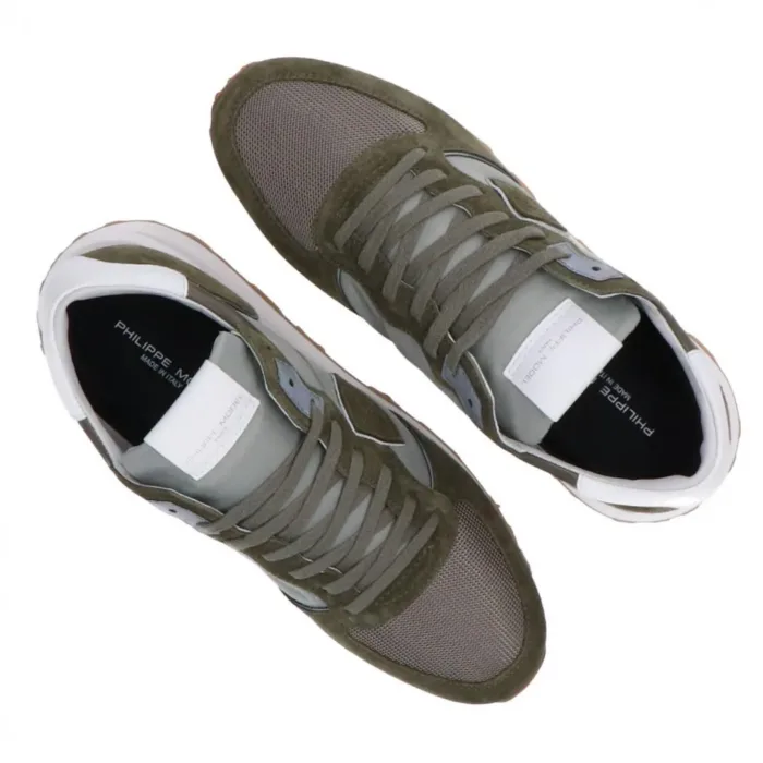 Sneakers Uomo Philippe Model Tropez Haute In Camoscio Verde Militare  cod. TKLU W026, foto 4 di 5