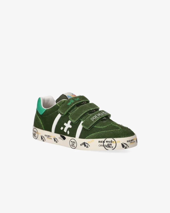 Sneakers Premiata Kids In Camoscio Verde e Chiusura Strappi art. Andy V, foto 2 di 6