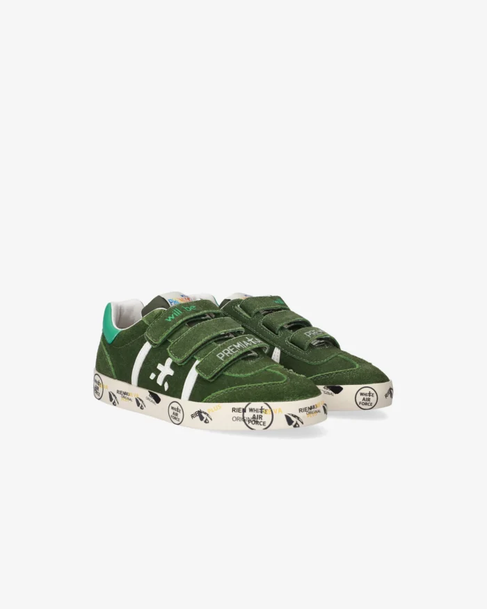Sneakers Premiata Kids In Camoscio Verde e Chiusura Strappi art. Andy V, foto 4 di 6
