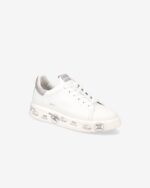 Sneakers Premiata Donna in Pelle Avorio e Dettagli Glitter Argento art. Belle 7447 - immagine 2