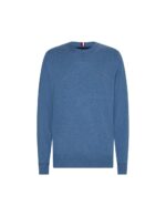 Maglione Girocollo Uomo In Cotone e Cashmere Tommy Hilfiger Celeste art. MW0MW28046 C2B