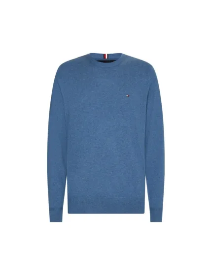 Maglione Girocollo Uomo In Cotone e Cashmere Tommy Hilfiger Celeste art. MW0MW28046 C2B