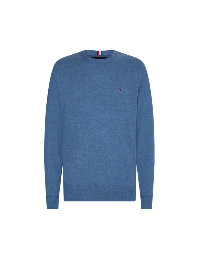 Maglione Girocollo Uomo In Cotone e Cashmere Tommy Hilfiger Celeste art. MW0MW28046 C2B, foto 1 di 5