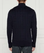 Maglione Con Treccie e Mezza Zip Uomo In Cotone Tommy Hilfiger Blu art. MW0MW36532 DW5 - immagine 4