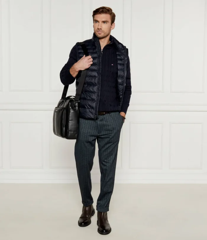 Maglione Con Treccie e Mezza Zip Uomo In Cotone Tommy Hilfiger Blu art. MW0MW36532 DW5, foto 2 di 5