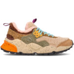 Sneakers Flower Mountain Donna in Camoscio Tortora e Teddy Multicolor art. Kotetsu Woman Taupe Grey 3D66