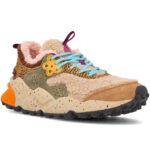 Sneakers Flower Mountain Donna in Camoscio Tortora e Teddy Multicolor art. Kotetsu Woman Taupe Grey 3D66 - immagine 2