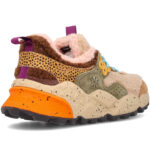 Sneakers Flower Mountain Donna in Camoscio Tortora e Teddy Multicolor art. Kotetsu Woman Taupe Grey 3D66 - immagine 4