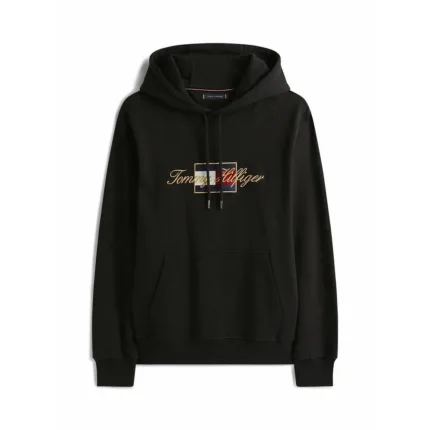 Felpa Uomo Tommy Hilfiger Icon Gold Nera in Cotone Garzato art. MW0MW41502 BDS