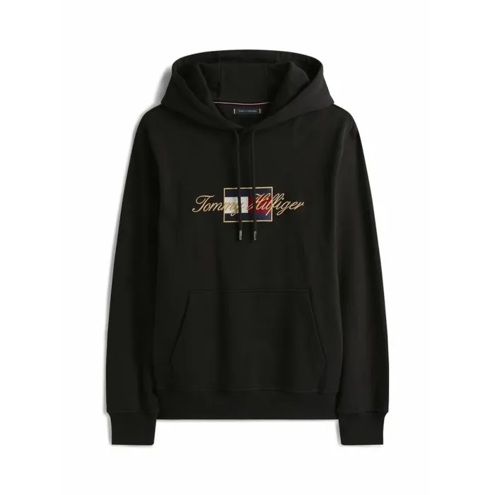 Felpa Uomo Tommy Hilfiger Icon Gold Nera in Cotone Garzato art. MW0MW41502 BDS, foto 1 di 4