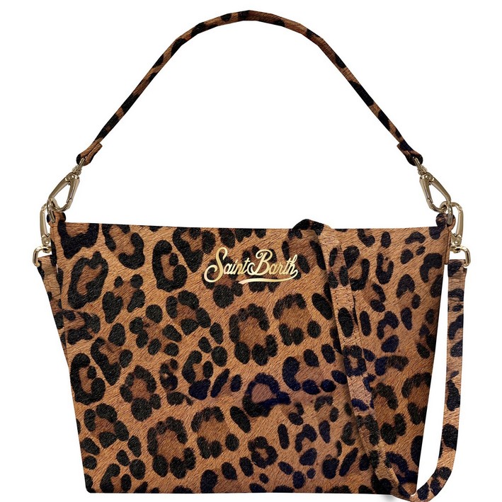 ALINE BAG_LEO BRUSHED LEATHER 18 Pochette Con Doppia Tracolla In Pelle Mc2 Saint Barth in Cavallino Leopardato art. Aline Bag Leo Brushed Leather 18 - immagine 1
