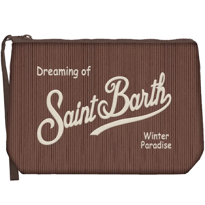 Pochette Mc2 Saint Barth in Velluto Marrone art. Aline Corduroy S 18 Emb, foto 1 di 1