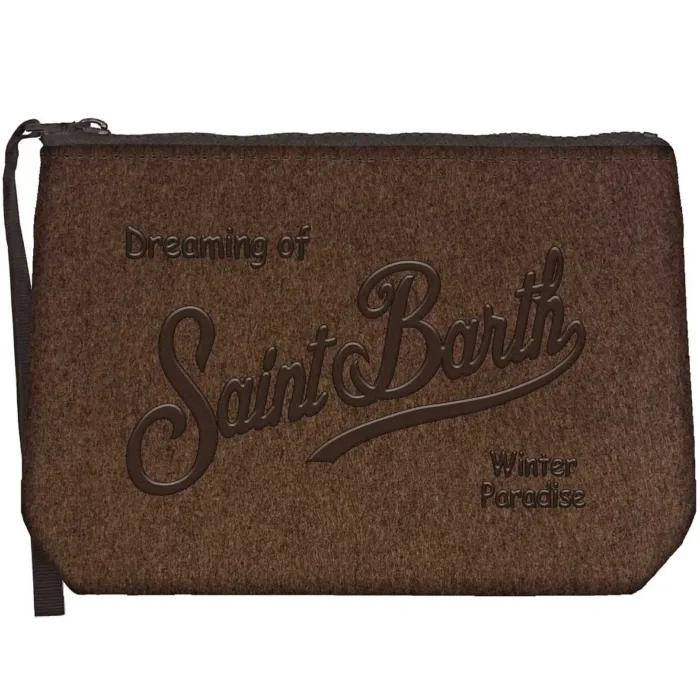 Pochette Mc2 Saint Barth in Feltro Marrone art. Aline Felt 18 EMB, foto 1 di 1