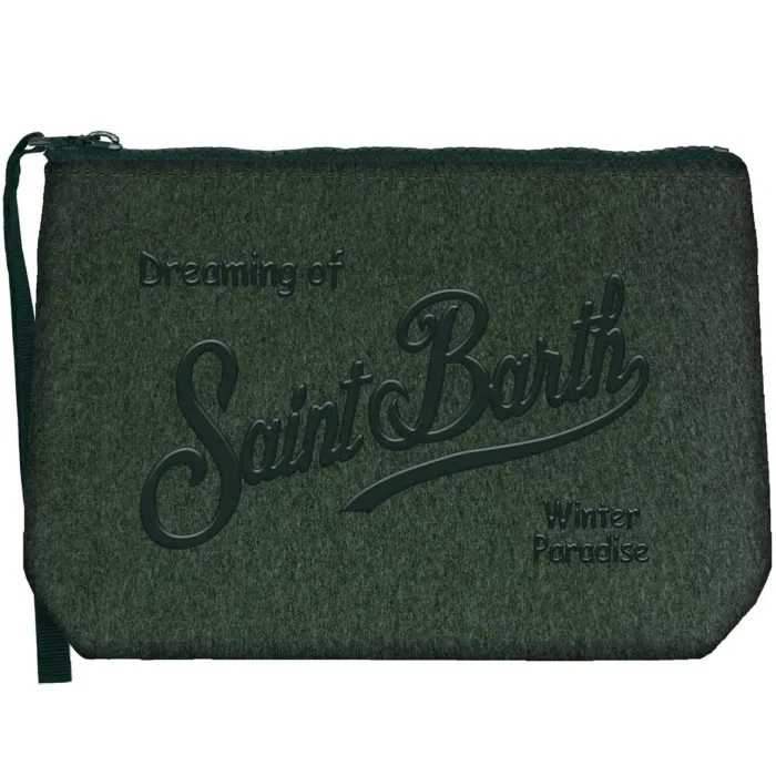 Pochette Mc2 Saint Barth in Feltro Verde art. Aline Felt 51 EMB, foto 1 di 1