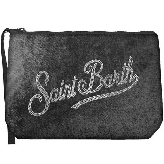 Pochette Mc2 Saint Barth in Ciniglia Nera art. Aline Velvet 00 Strass, foto 1 di 1