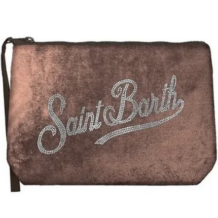 Pochette Mc2 Saint Barth in Velluto Marrone art. Aline Velvet 19 Strass