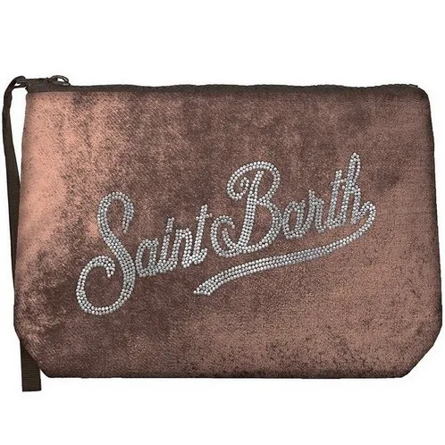 Pochette Mc2 Saint Barth in Velluto Marrone art. Aline Velvet 19 Strass, foto 1 di 1
