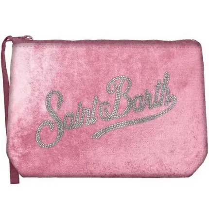 Pochette Mc2 Saint Barth in Ciniglia Rosa art. Aline Velvet 21 Strass