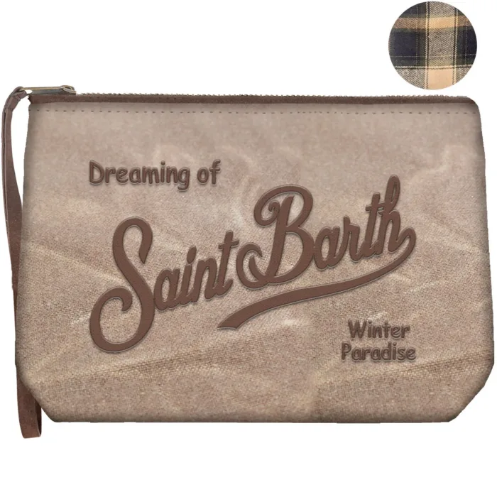 Pochette Mc2 Saint Barth in Tessuto Wax Beige art. Aline Wax 1318 EMB, foto 1 di 1