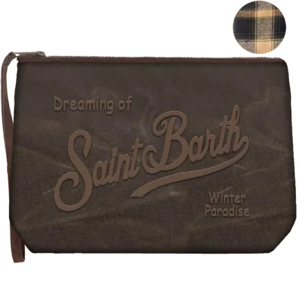 Pochette Mc2 Saint Barth in Tessuto Wax Marrone art. Aline Wax 18 EMB