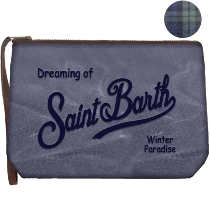 Pochette Mc2 Saint Barth in Cotone Spalmato Blu art. Aline Wax 3661 Emb