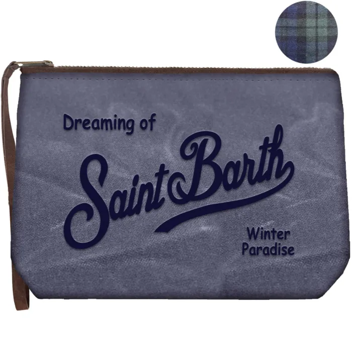Pochette Mc2 Saint Barth in Cotone Spalmato Blu art. Aline Wax 3661 Emb, foto 1 di 1