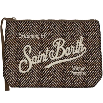 Pochette Mc2 Saint Barth in Lanetta Marrone art. Aline Wool Herringbone 18 EMB