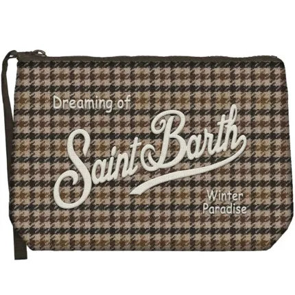 Pochette Mc2 Saint Barth in Lanetta Pied de Poule Marrone art. Aline Wool Pied de Poule 1118 EMB