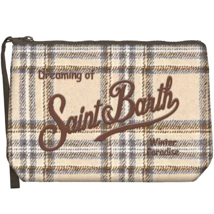Pochette Mc2 Saint Barth in Lanetta Tatan Beige art. Aline Wool Tartan 1219 EMB
