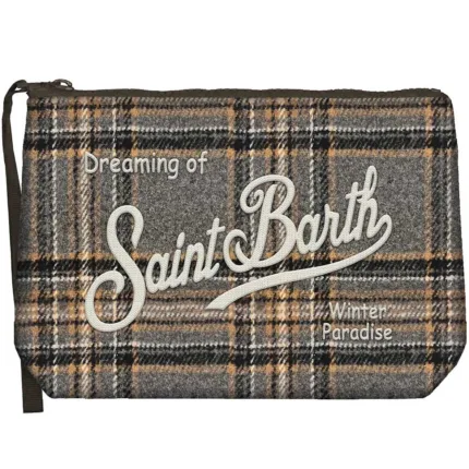 Pochette Mc2 Saint Barth in Lana Grigia art. Aline Wool Tartan 1519 Emb