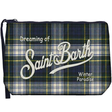 Pochette Mc2 Saint Barth in Lana Verde art. Aline Wool Tartan 6110 Emb