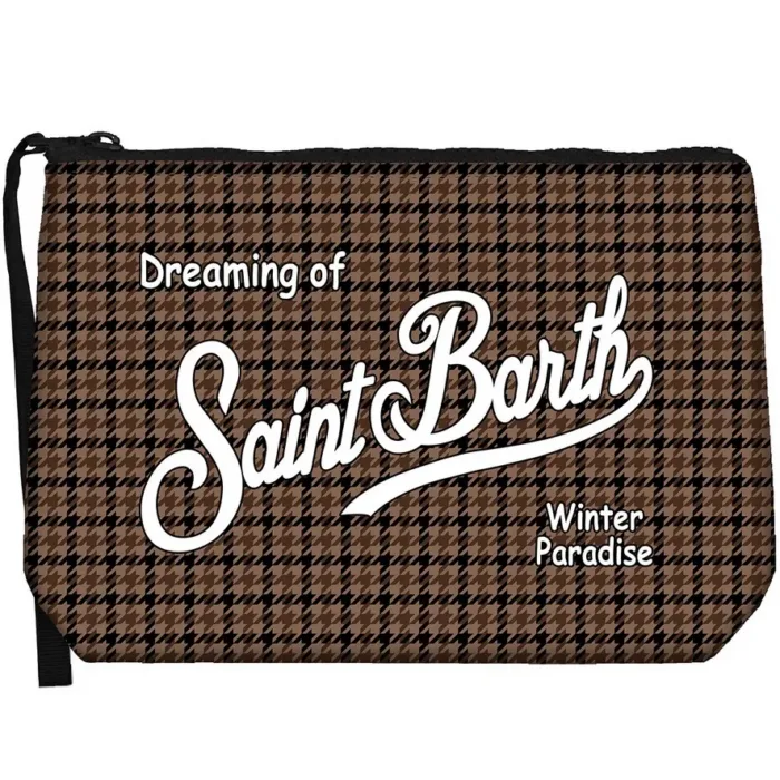 Pochette Mc2 Saint Barth in Tessuto Pied De Poule Marrone art. Aline W Pied De Poule 1800, foto 1 di 1