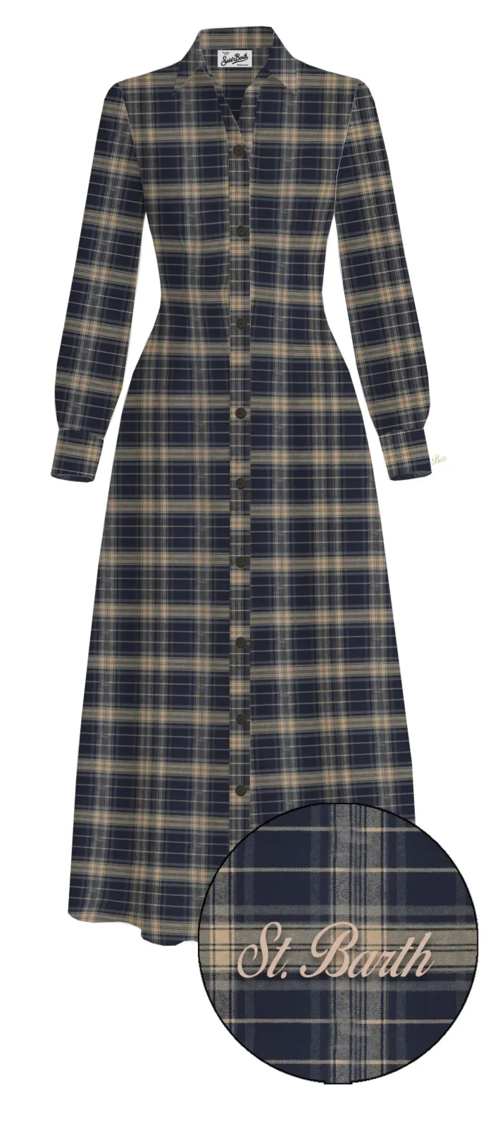 Chemisier Lungo Alys in Flanella Mc2 Saint Barth con Motivo Tartan art. ALYS FLANNEL TARTAN 1161, foto 1 di 1