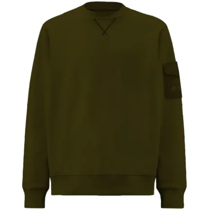 Felpa Giricollo Mc2 Saint Barth Uomo in Cotone Garzato Verde Bosco art. Aron 52L Kombu Green