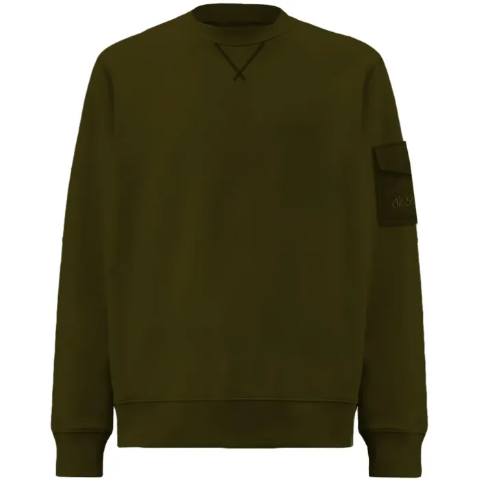 Felpa Giricollo Mc2 Saint Barth Uomo in Cotone Garzato Verde Bosco art. Aron 52L Kombu Green, foto 1 di 1