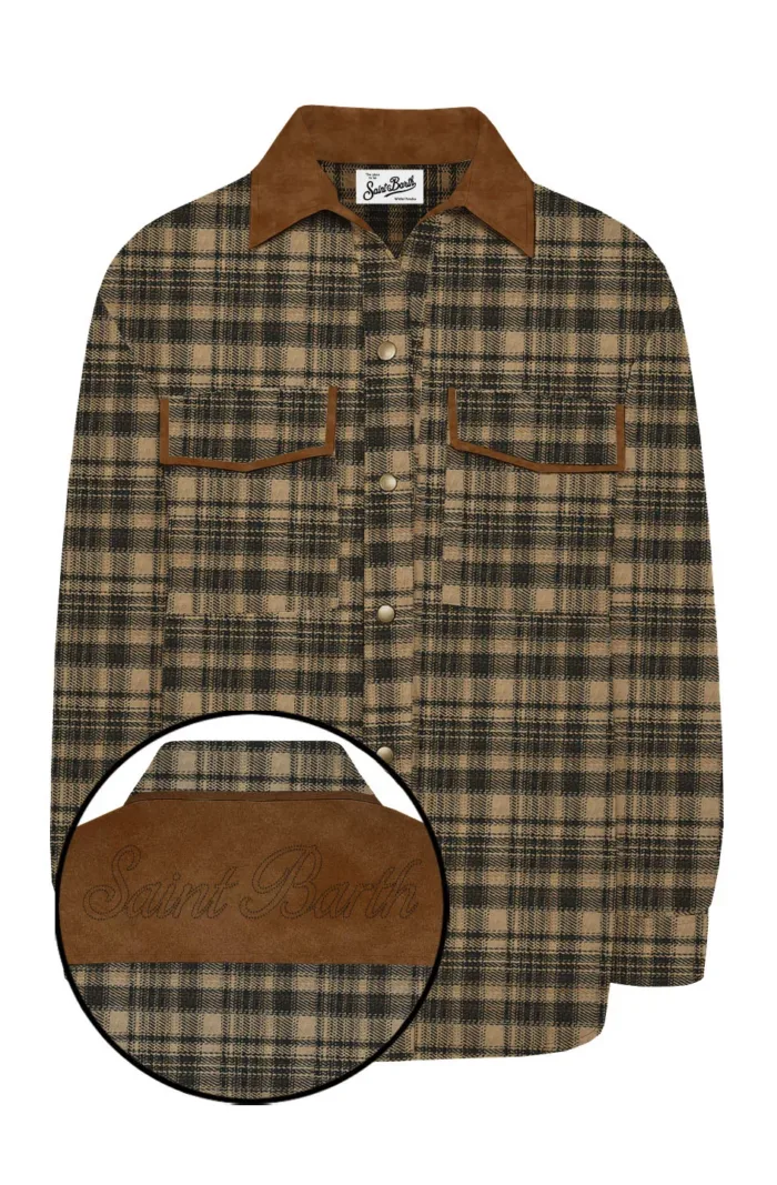 Giacca Mc2 Saint Barth Fantasia Tartan e Camoscio Marrone art. BARKER TARTAN 19 EMB, foto 1 di 1