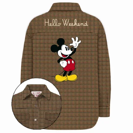 Overshirt Cambry in Flanella Mc2 Saint Barth con Motivo Tartan Beige Mickey art. CAMBRY FLANNEL HELLO MICKEY PIED DE POULE 1145 EMB
