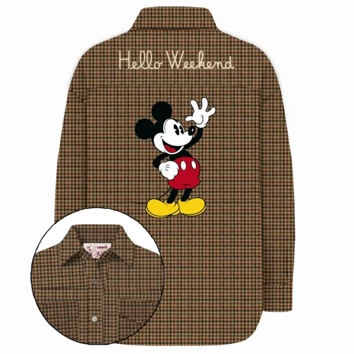Overshirt Cambry in Flanella Mc2 Saint Barth con Motivo Tartan Beige Mickey art. CAMBRY FLANNEL HELLO MICKEY PIED DE POULE 1145 EMB, foto 1 di 1