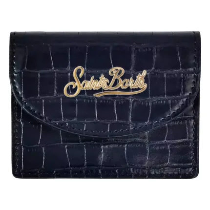 Porta Carte di Credito Mc2 Saint Barth In Pelle Nera art. Card Holder Printed Croco Leather 00