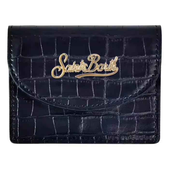 Porta Carte di Credito Mc2 Saint Barth In Pelle Nera art. Card Holder Printed Croco Leather 00, foto 1 di 1