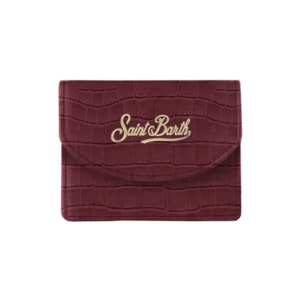 Porta Carte di Credito Mc2 Saint Barth In Pelle Bordeaux art. Card Holder Printed Croco Leather 45