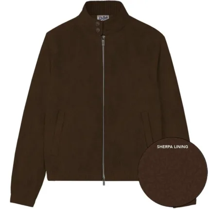 Giubbino Uomo Mc2 Saint Barth In Cotone Cerato Marrone con Pellicciotto Interno art. Carter Wax 18H Dark Brown