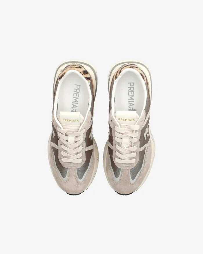 Sneakers Premiata Donna in Camoscio Beige art. Cassie 7675, foto 5 di 5