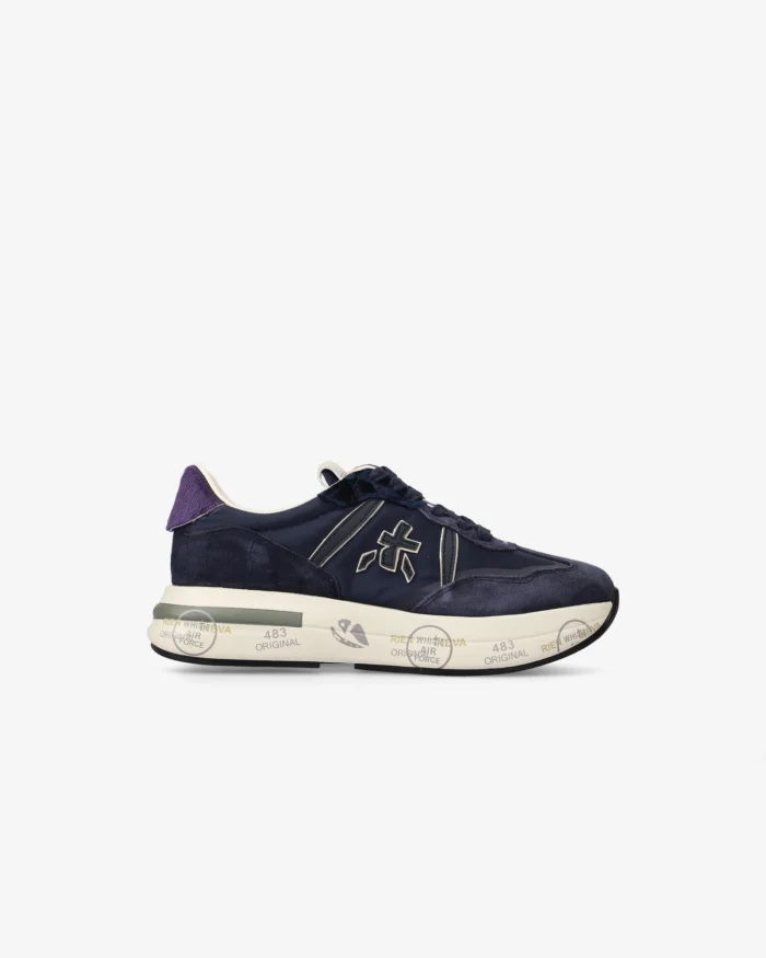 Sneakers Premiata Donna in Nylon e Camoscio Blu  art. Cassie 7680, foto 1 di 6