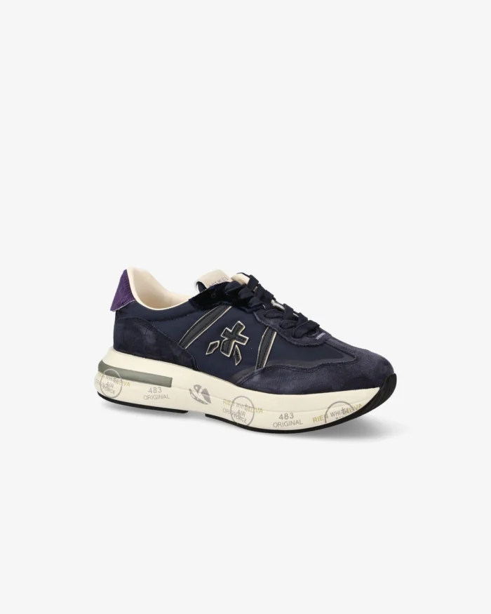 Sneakers Premiata Donna in Nylon e Camoscio Blu  art. Cassie 7680, foto 2 di 6