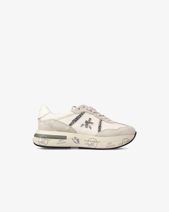 Sneakers Premiata Donna in Camoscio e Pelle Avorio art. Cassie 7682, foto 1 di 5
